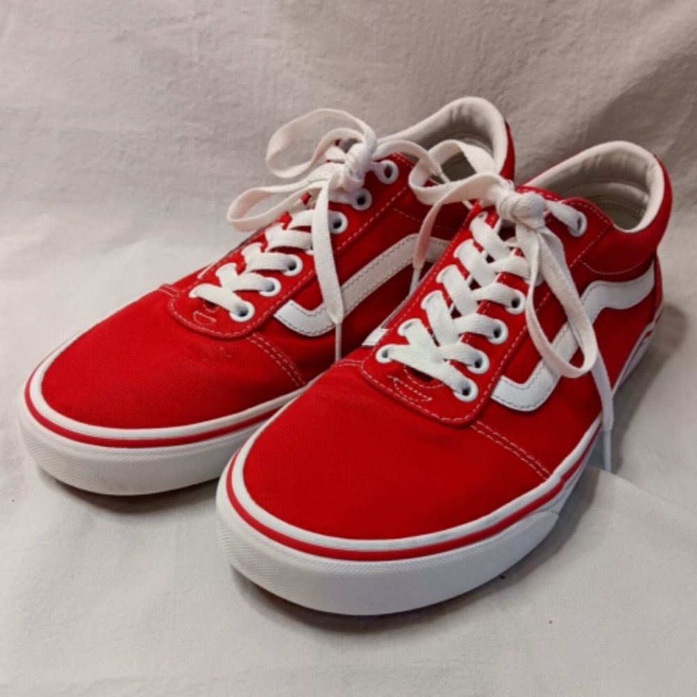 Vans Mens Size 9.5 Bright Red Canvas Sneakers Shoes 500714
